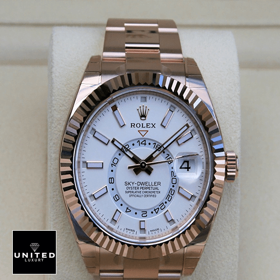 Rolex Sky-Dweller 326935 Rolex Sky-Dweller Rose Gold White Dial 326935-0005 Replica