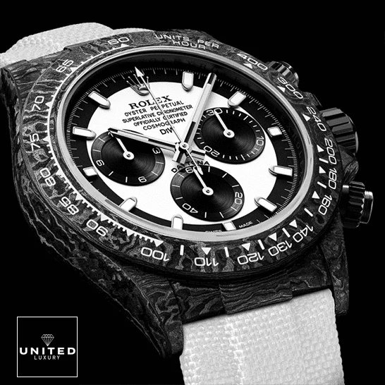 Rolex Cosmograph Daytona Rolex Daytona Carbon S.Steel Black Case White Dial Replica Black Background
