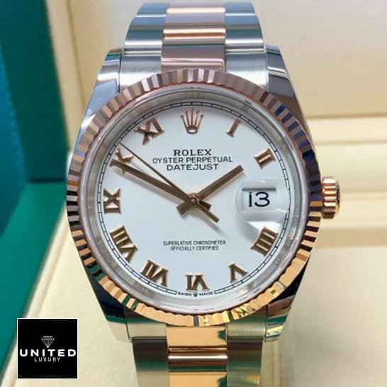 Rolex Datejust 126300 Rolex Datejust 36 White Gold Roman Numerial Dial Replica in the box