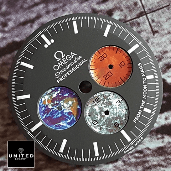 Omega Speedmaster Professional 3577.50.00 Omega Speedmaster From The Moon Mars Dial Replica dial close view