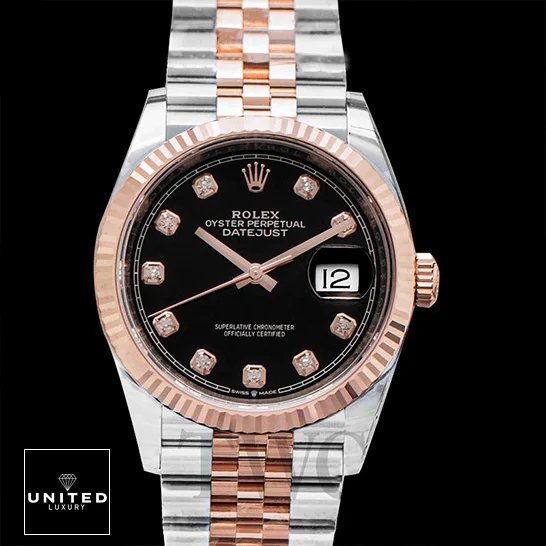 Rolex 126231 Black Dial Diamond Replica black background