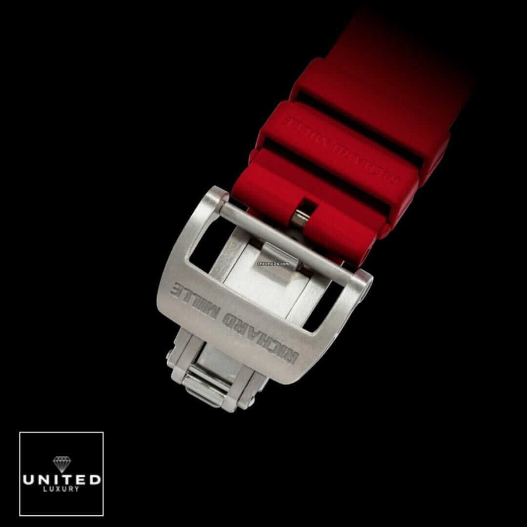 Richard Mille RM 11-03 Richard Mille Red Rubber Bracelet Replica stainless steel clasp black background