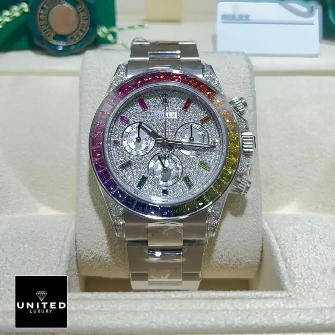 Rolex Daytona Rolex Daytona 116520-0016 Rainbow Gem-Set Bezel Replica in the Rolex Box