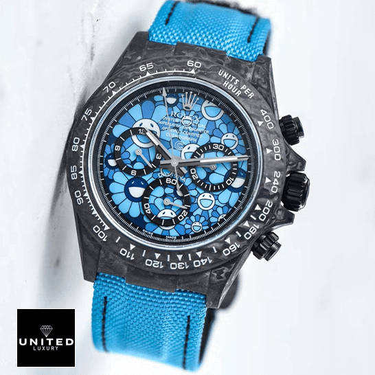 Rolex Cosmograph Daytona 116509 Rolex Daytona Cosmograph Blue Sun Flower Pattern Dial & Blue Textile Bracelet Replica