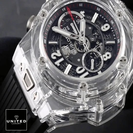 Hublot Big Bang Unico Hublot Black Dial Black Rubber Bracelet Replica red second hand