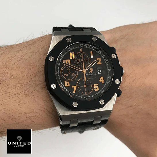 Audemars Piguet Super Clone Audemars Piguet 26298SK.OO_.D101CR.01 Black Orange Dial Replica on the wrist