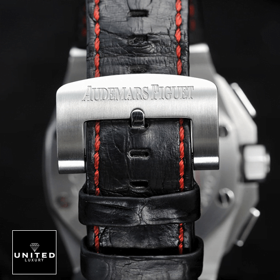 Audemars Piguet Royal Oak Offshore 26133ST.OO.A101CR.01 Audemars Piguet Royal Oak Leather Black Bracelet Steel Clasp Replica black background