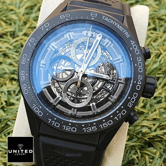 TAG Heuer Carrera 01 CAR2A91.FT6071 Tag Heuer Caliber Heuer 01 tachymetre Black Dial Replica grass background