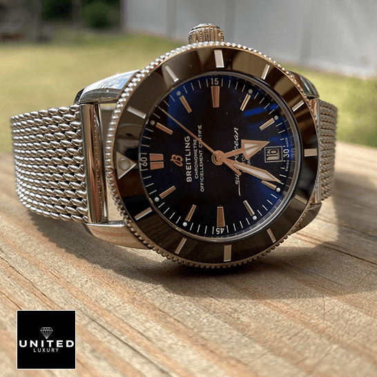 Breitling Superocean Heritage II B20 AB2020121B1A1 Breitling Superocean Heritage AB210121B1A1 Blue Dial Replica on the table
