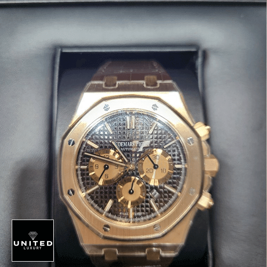 AP Royal Oak Chronograph 26331OR.OO.D821CR.01 Audemars Piguet Royal Oak Chocolate Dial Replica in the black box