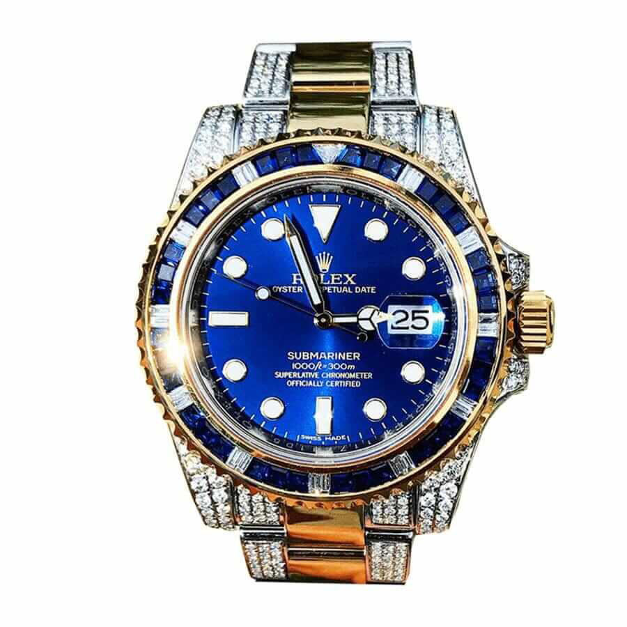 b04f8dda284d91a9ebd90ac94991df4574b23708 Rolex Submariner Date 18038 “Iced Out Blue Dial” Exact Duplicate Quality - Image 1