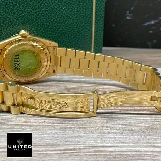 Rolex Day-Date 128238 Rolex Day Date Mop 128238 Replica Yellow Gold Oyster Bracelet open Fold Clasp