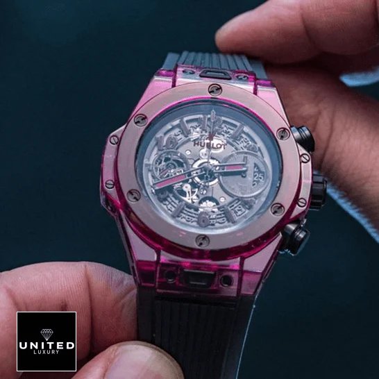 Hublot Big Bang Unico Hublot Big Bang 411.JR_.4901.RT Red Univo Sapphire Replica on the hand