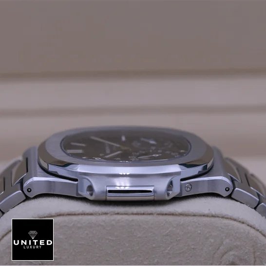 Patek Philippe Nautilus Moon Phase 5712/1A-001 Super Clone atek philippe nautilus steel blue dial moon phase 57121A 001 replica left Patek Philippe 57121A-001 Nautilusd Steel Blue Dial Moon Phase Replica