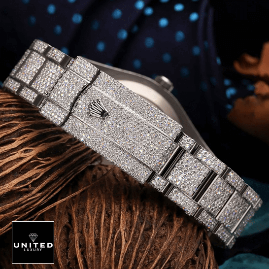 Rolex Datejust 126300 Rolex Datejust 116300 Iced Out Bracelet Fold Clasp Rolex Logo Replica