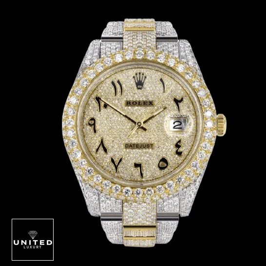 Rolex Datejust 116300 Rolex Datejust Yellow Gold Arabic Dial Replica front view