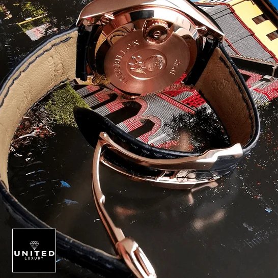 Omega De Ville Tourbillon Co-Axial 4637.31.31 Omega 528.53.44.21.03.001 De Ville Tresor Leather Black Bracelet Replica opened clasp