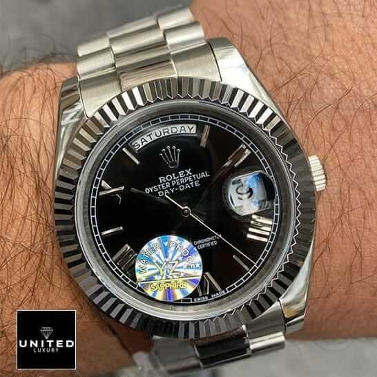 Rolex Day-Date Rolex Day Date II Presidential Black Roman Dial 218239 Jubilee Replica