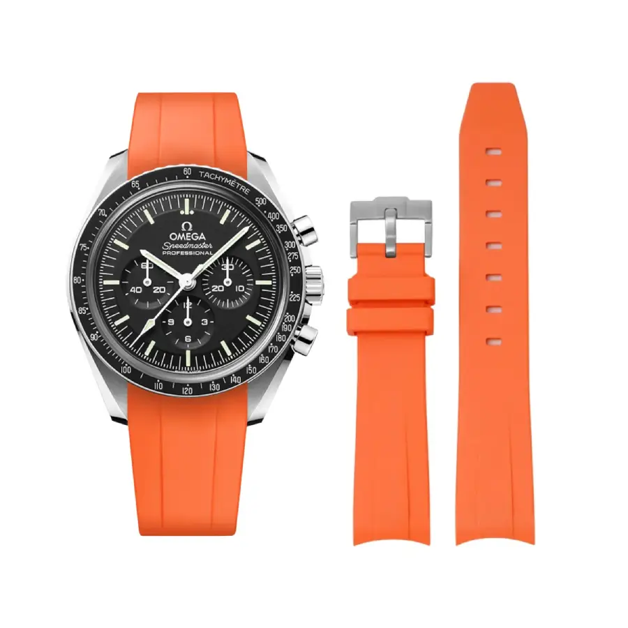 db7f6a2f6c0a5ef29329f762b766ca10ac518cb2 Omega – Speedmaster – Rubber Strap – Orange - Image 1