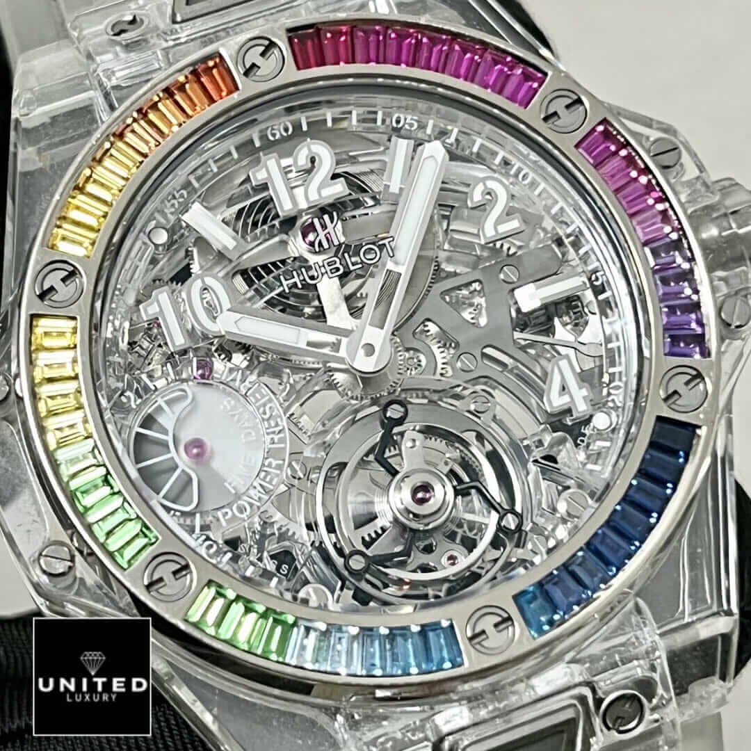 Hublot Big Bang Unico Hublot White Dial Big Bang Rainbow Bezel Replica close analog view