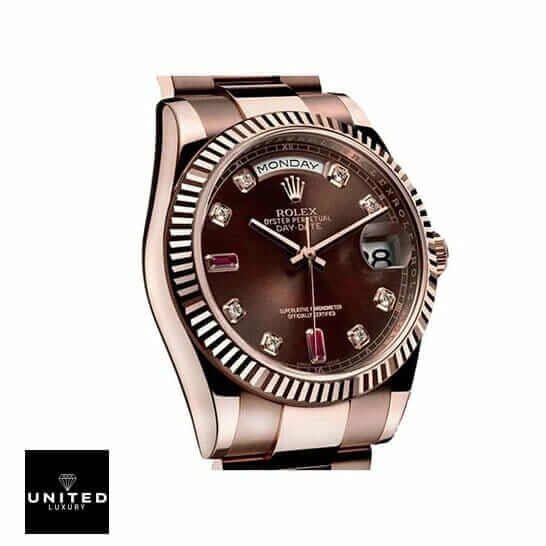 Rolex Day-Date 128235 Rolex ladies Day-Date 128235 AR Stainless Steel With Rose Gold Wrapped Chocolate Dial Replica